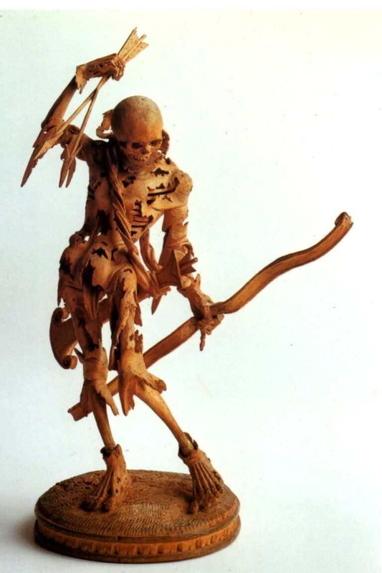 Tödlein (piccola morte). Questa statuetta del 1520 ca, opera di Hans Leinberger, si trova nel Castello di Ambras, che ospita una della Wunderkammer meglio conservate d’Europa