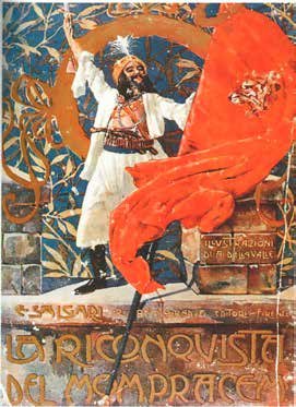 Salgari, La riconquista di Mompracem (Bemporad, 1905) illustrazione di copertina di Alberto della Valle