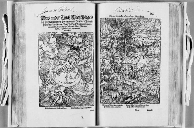 F. Petrarca, Trostspiegel im Glück und Unglück, Franckfurt am Mayn, C. Egenolffs Erben, 1596