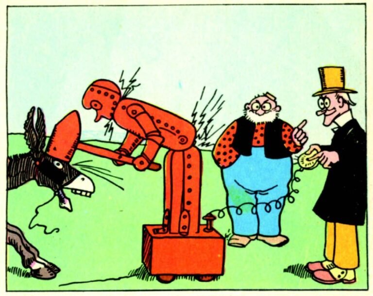 La Checca e l’automa, Frederick Burr Opper, “Il Corriere dei Piccoli”, 4 aprile 1909. La Prima illustrazione di un robot in Italia.