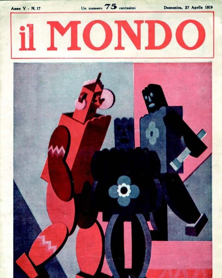 I selvaggi rossi e neri, copertina di Fortunato Depero per “Il Mondo”, Milano, 7 aprile 1919