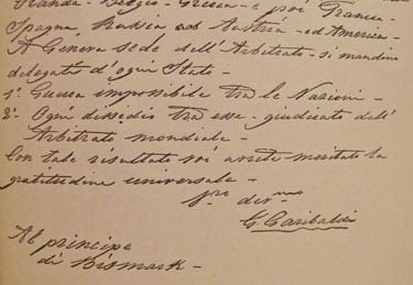 Garibaldi scrive a Bismark, 21 dicembre 1872, Caprera (archivio dell’Autrice)