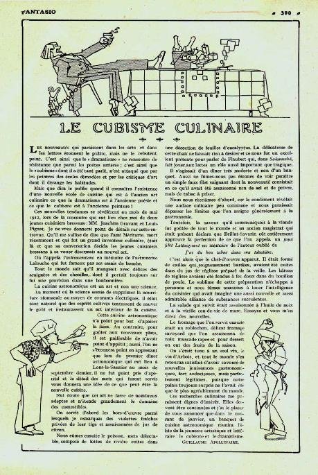 Apollinaire, Le cubisme culinaire, “Fantasio”, n. 155, Paris 1 janvier 1913