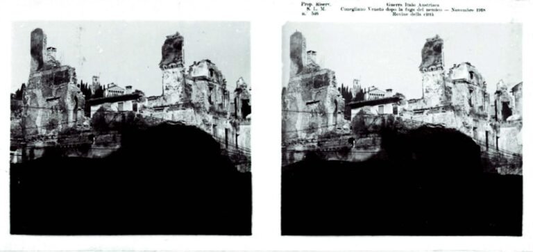 La fotografia è la n.546 dal titolo: “Rovine di Conegliano Veneto dopo la fuga del nemico”, del novembre 1918