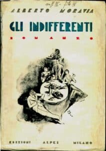 Alberto Moravia, La copertina di Veneziani per l’editio princeps de Gli Indifferenti.
