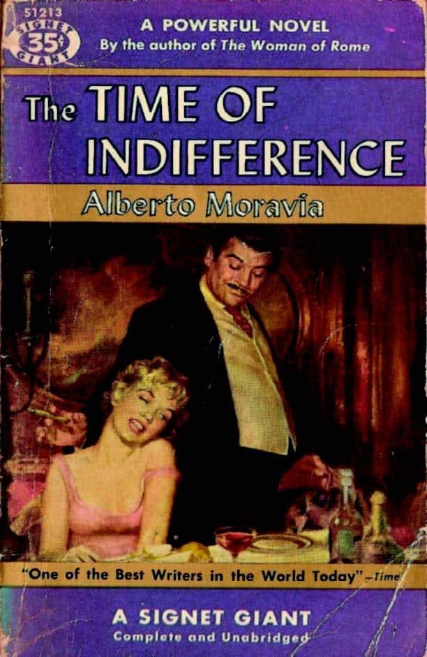 Moravia, Gli Indifferenti, copertina di James Avati per un’edizione americana del 1955, con Marylin Monroe e Clark Gable nel ruolo di protagonisti del romanzo