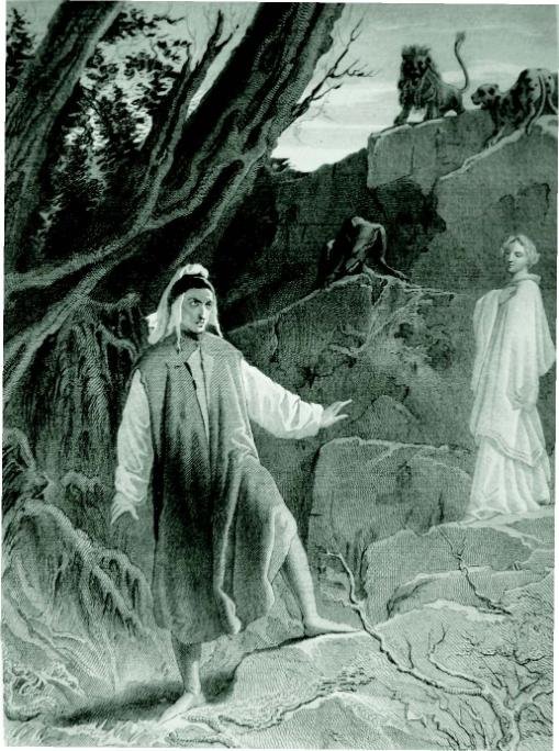 Dante, Commedia, ed. Pagnoni, F. Faruffini, Virgilio apparisce a Dante