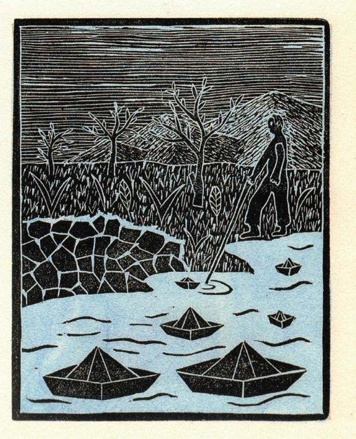 Incisione di Ugo Anselmi per Epigramma di Eugenio Montale