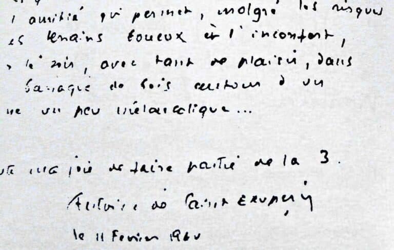 Antoine de Saint-Exupéry: lettera autografa, 11 febbraio 1940: “…intorno a un me un po’ melanconico”