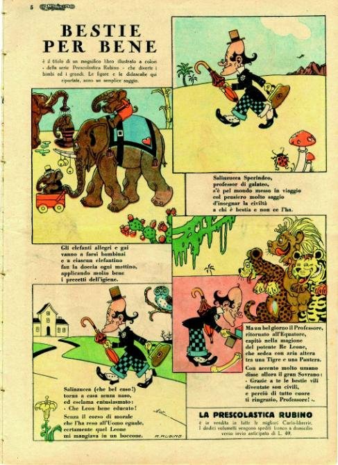 Antonio Rubino, Annuncio pubblicitario per Bestie per Bene, “Il Cartoccino dei Piccoli”, n. 140, 1933