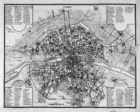 Germain Brice, Description nouvelle..., 1706, mappa della città di Parigi