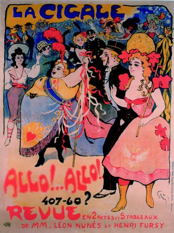 Jules Grün, La Cigale – Allo!.. Allo!.., affiche, 130 × 93,7 cm, Chaix, Paris, 1898