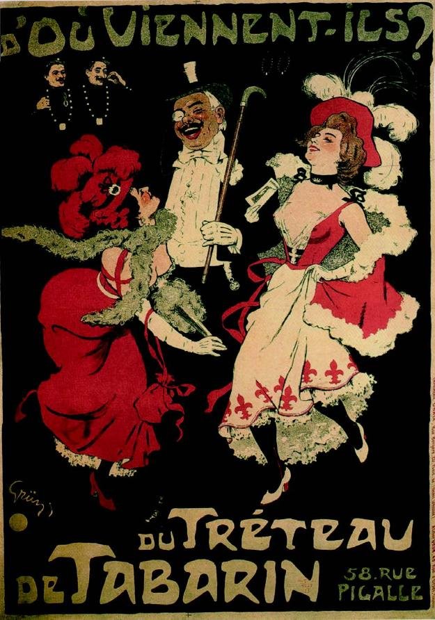Jules Grün, Tréteau de Tabarin, affiche, 130 × 93,7 cm, Chaix, Paris, 1898