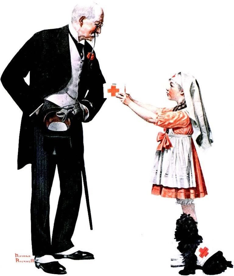 Red Cross Volunteer, “The Saturday Evening Post”, U.S.A., September 21, 1918. IV di copertina a colori di Norman Rockwell