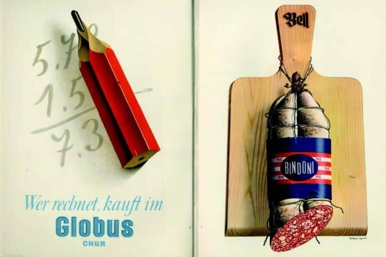 Penrose Annual 1951, esempi di stampa di campagne pubblicitarie di Peter Birkhaüser e di Herbert Leupin