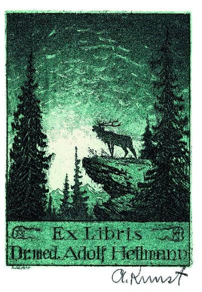 Adolf Kunst, Ex libris, acquaforte, 1920