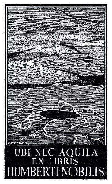 Fernando Conti, cliché per ex libris Umberto Nobile, 1975