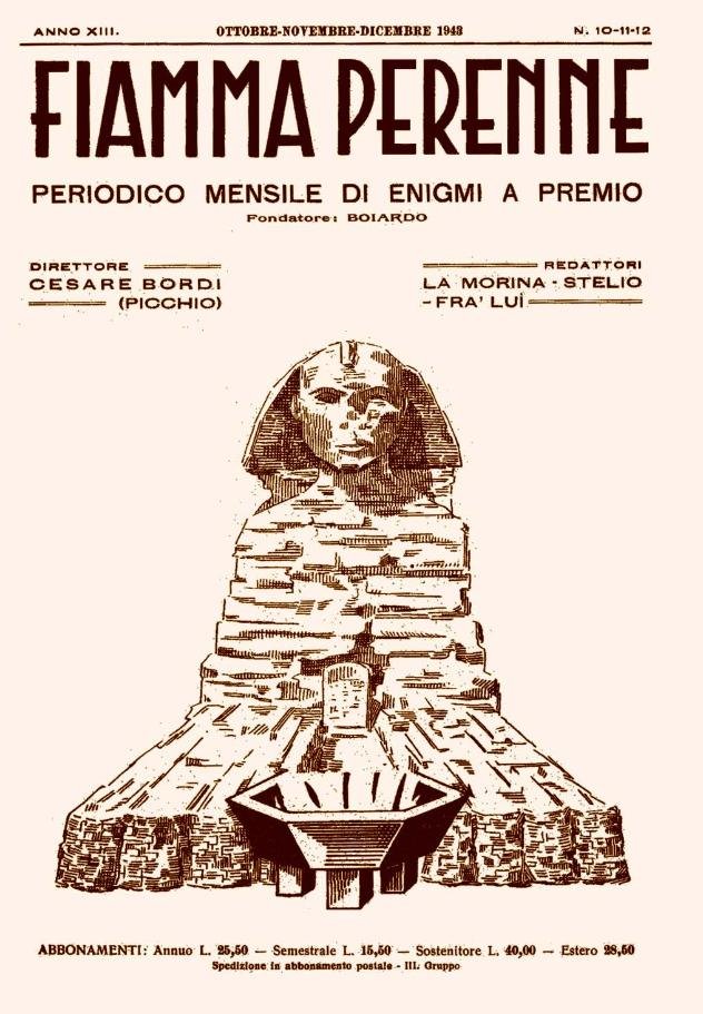 Enigmistica: “Fiamma Perenne”, Villa Coviolo (RE), poi Parma, poi Pisa, 1929-1958, trimestrale