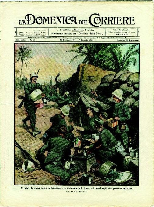Panettone in Trincea: ”Domenica del Corriere”, n. 53, 1911/12, copertina di Achille Beltrame