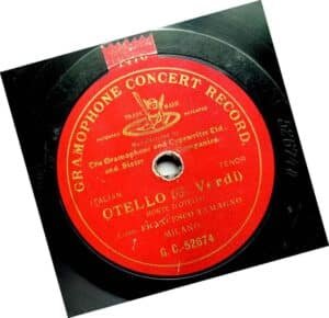 Storia del Vinile: Etichetta del disco G.& T. di Tamagno riportante il numero progressivo, DKCF
