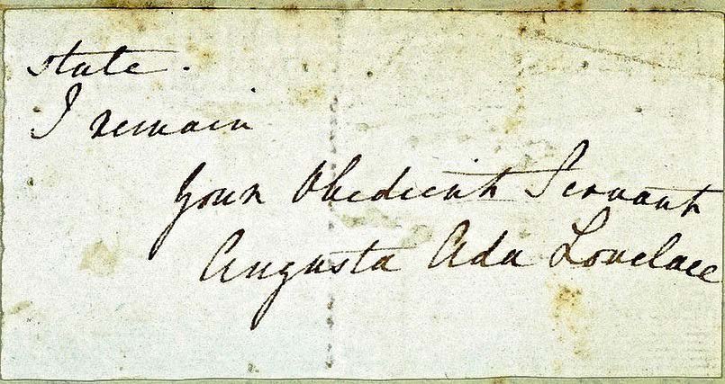 Ada Lovelace, Autografi