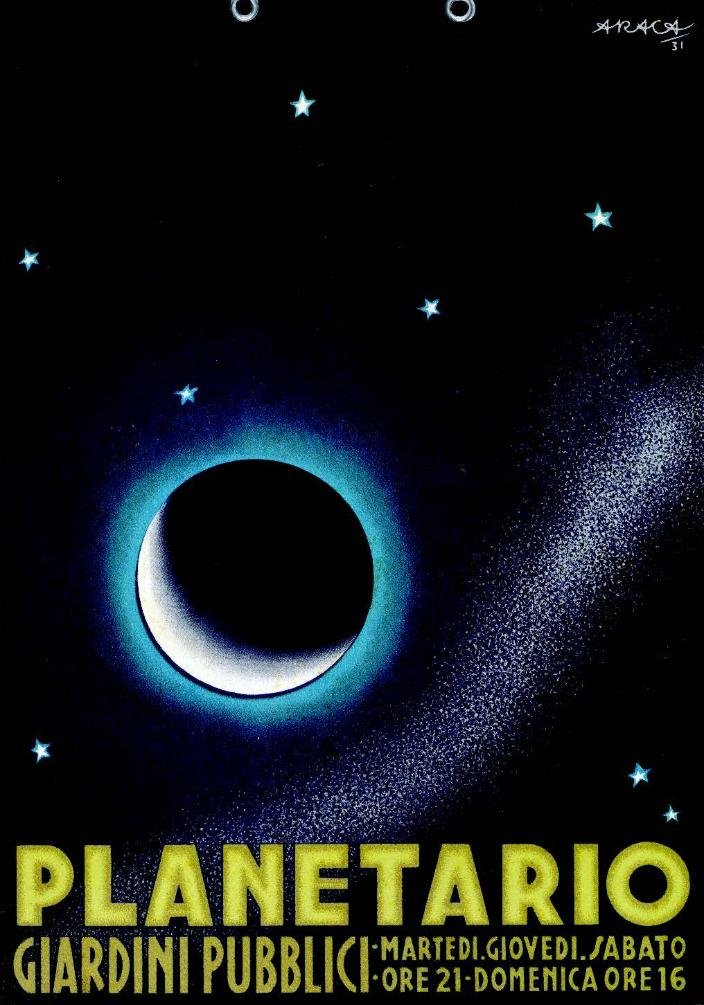 Araca: Il cielo stellato invita nel 1931 a frequentare, nei Giardini Pubblici accanto al Museo di Storia Naturale, il Planetario di Milano,
