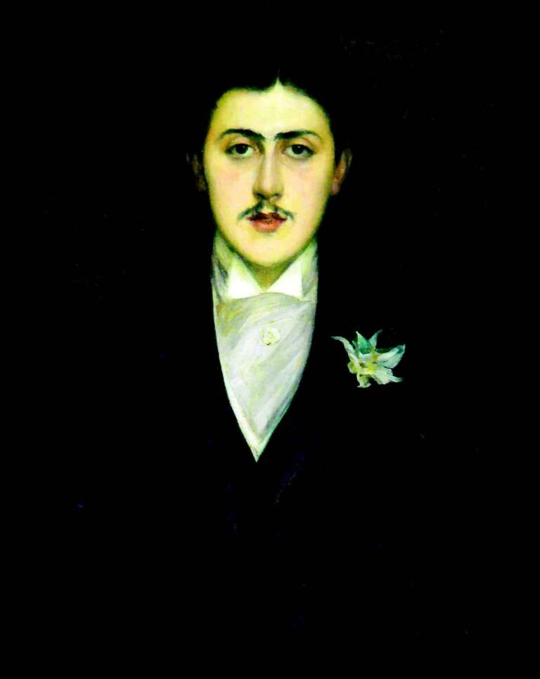 Jacques Émile Blanche dipinse questo ormai famoso ritratto di Proust nel 1892: (oggi conservato al Museo Carnavalet a Parigi), sulla base di un disegno a matita, realizzato la primavera precedente, a Trouville