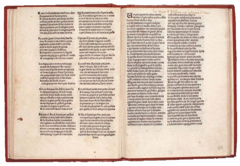 Trento, Biblioteca comunale, G 1 e 35, cc. 40-43, Cantare di Polissena, [Venezia], Giuliano Pasquali, [c. 1489-1491]