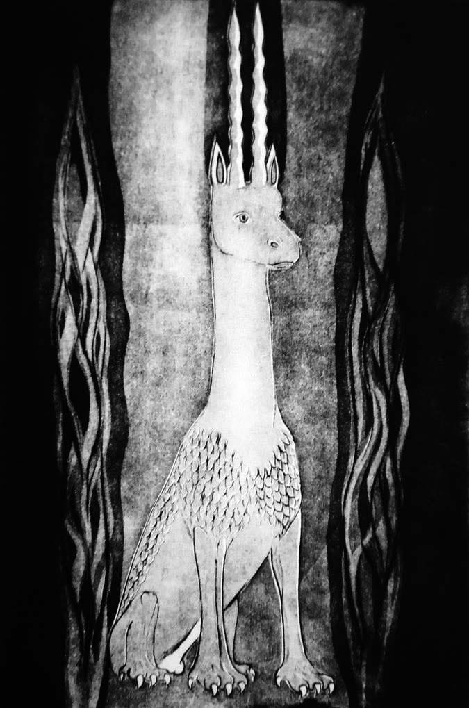 Anton Prinner, La Lycorne, acquaforte, acquatinta e punta secca, 1948, coll. Musée du Dessin et de l’Estampe originale, Gravelines