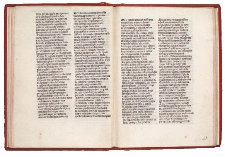 Trento, Biblioteca comunale, G 1 e 35, cc. 40-43, Cantare di Polissena, [Venezia], Giuliano Pasquali, [c. 1489-1491]