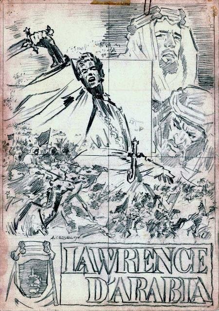 Angelo Cesselon, Schizzo preparatorio a matita per Lawrence d’Arabia (1962), di David Lean