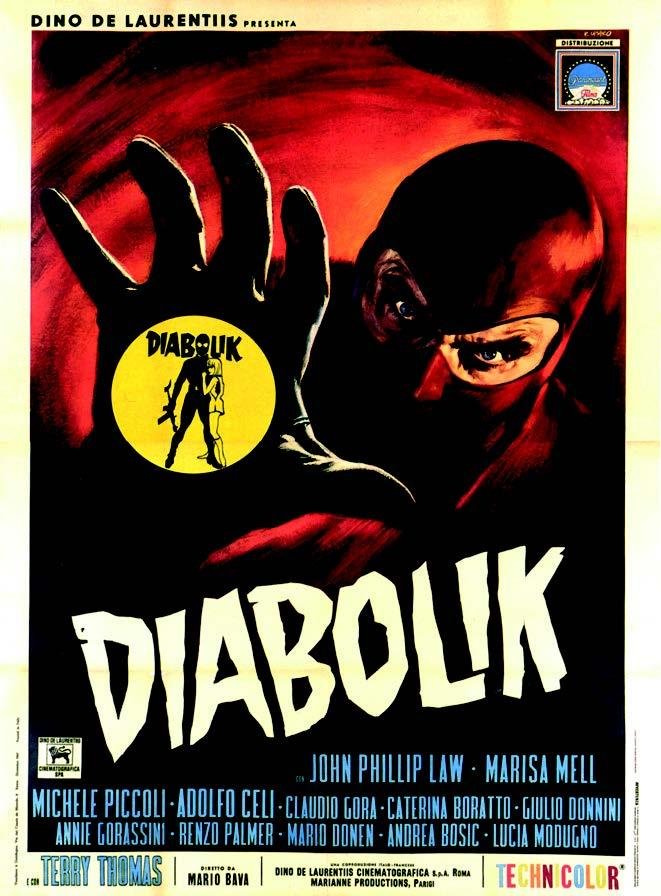Diabolik, la locandina del film di Mario Bava
