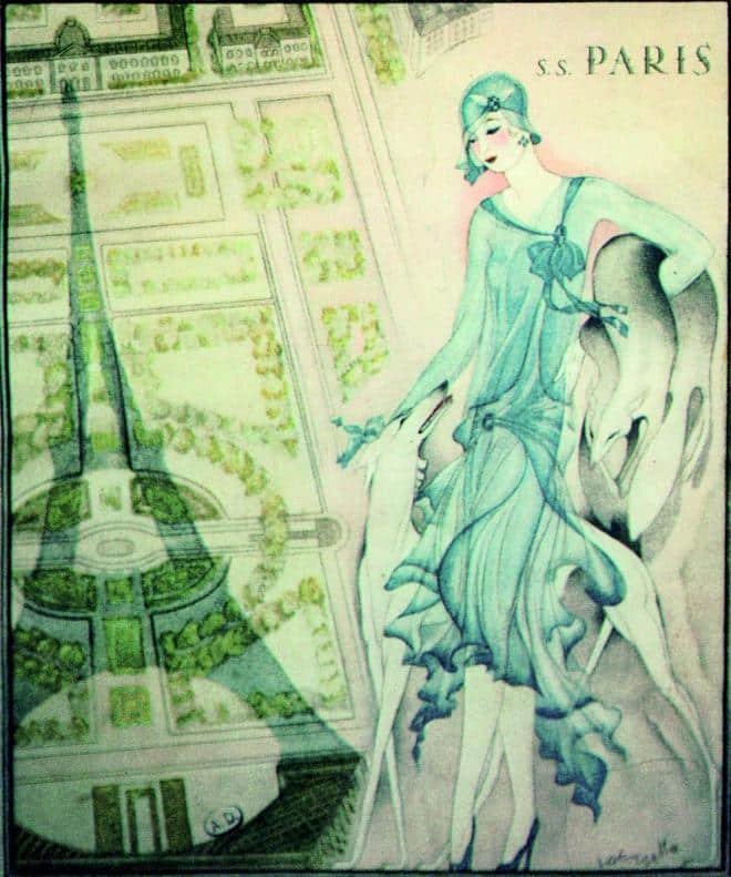 Mario Laboccetta, S.S. Paris, copertina del menu del 12 ottobre 1929