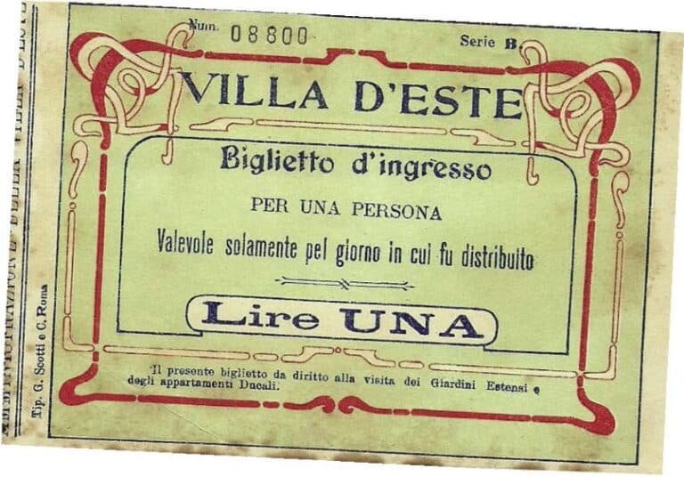 Storia del Turismo, Biglietto per Villa d'Este