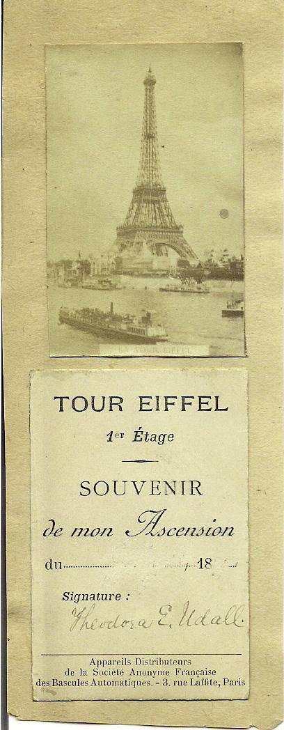 Paris Tour Eiffel, 1892, biglietto ricordo dell’ascensione al 1° piano