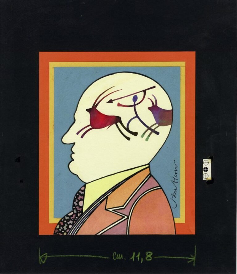 John Alcorn, Composizione originale con cartoncini colorati e acquerello per la copertina di Antony Jay, L’uomo d’azienda, 1973