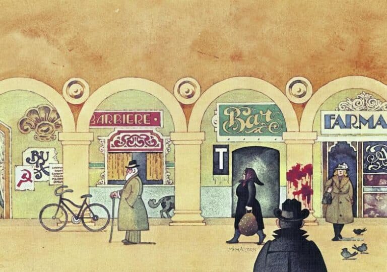 John Alcorn, Illustrazione utilizzata in copertina a Paolo Levi, Ritratto di provincia in rosso, Rizzoli, 1975